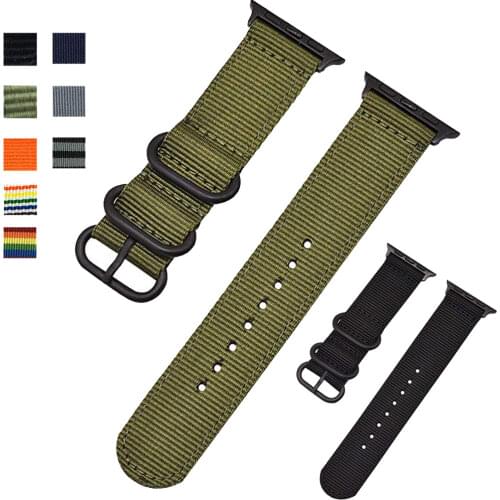Woven Nylon Straps For Apple Watch Band 5 4 3 40 44mm Bracelet Straps Army Green Military Sports Wristbands iwatch 1 2 38mm 42mm