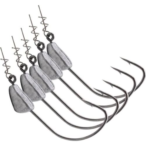 Loogdeel 5pcs/lot Lead Jig Head Fishing Hooks Stand up Screw Jig Head Fishhook For Bass Trout Fishing 3.5g 5g 7g 10g 15g 21g