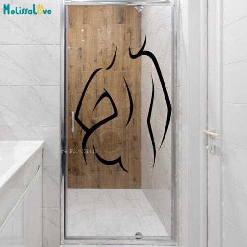 Sexy Girl Body Outline Woman Silhouette Lady Figure Fitness Bathroom Wall Decals Line Décor Simple Bar Club Art Shower YT6334
