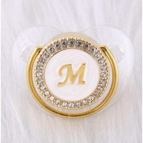 26 Initials Bling Bling Baby Pacifier 0-12 Months Luxury Transparent Soother Chupete BPA Free Dummy Nipple For Baby Shower Gift