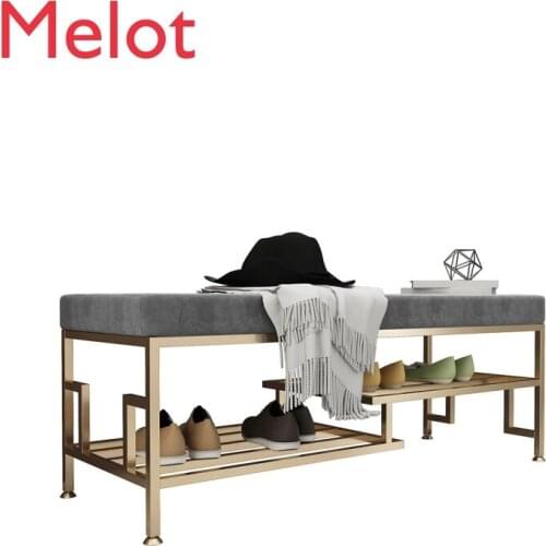 Fashion Custom Light Luxury Gold Shoe Changing Stool Home Doorway Sitting Storage Rack European Simple Tailstock Storage Stool