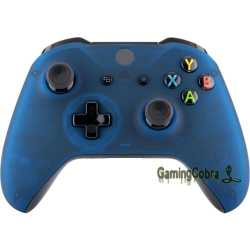 EXtremeRate Frosted Clear Blue Soft Touch Grip Top Housing Shell Faceplate Fix Part for Xbox One S X Game Controller