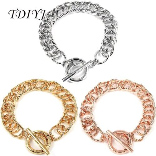 TDIYJ 10Pcs New Arrival 23CM Mixed Fashion European Iron Chain Bracelet for My Coin Holder Pendant in Women Jewelry