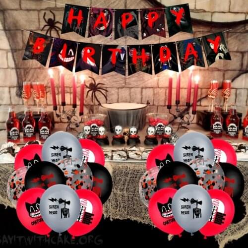 Horror Monster Theme Balloon Latex Set Birthday Party Balloon Childrens Day Decorations Kids Gift Red Black Balloons