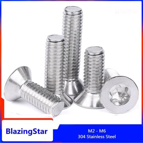 M2 - M6 304 Stainless Steel Hexagon Socket Head Hexagon Bolt Gb2673 Flat Head Plum Blossom Screw Anti-theft Screw Bolt Six-lobe