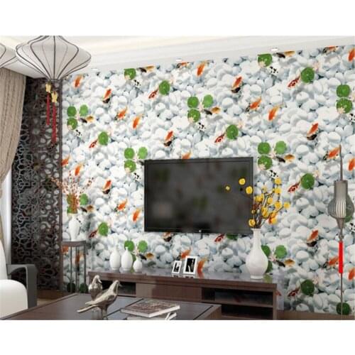 Beibehang High-end non-woven 3d wallpaper goldfish pattern wallpaper bedroom living room study background wall papel de parede