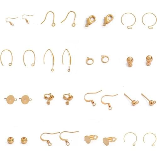 2Pcs Mix 24Styles 18k Real Gold Plated Copper Lobster Clasp Earring Hook Jewelry Making DIY Accessories Findings Supplies