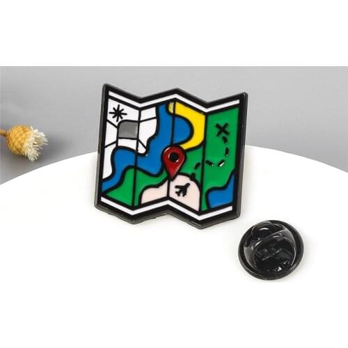 Cartoon Google Maps Enamel Pin Badge On Backpack Cute Brooch Pins For Clothes Broche For Women Girl Schoolbag