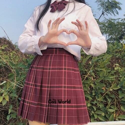 [Sha Hua] Girls Summer High Waist Pleated Plaid Skirts Women Dress For JK School Uniform Students Cloths