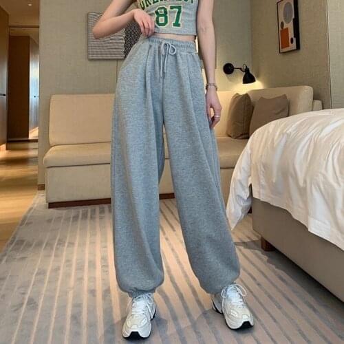 Pants Women Oversize Solid Summer S-4XL Loose Casual Full Length Trousers Bloomers College Fashion Korean Style High Street Pant