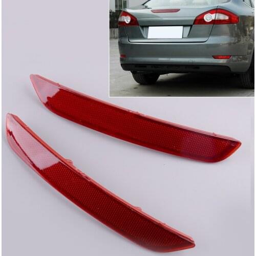 1 Pair Car Left & Right Side Red Lens Rear Bumper Tail Light Reflector Cover Plastic Fit For Ford Mondeo MK4 2007 2008 2009 2010