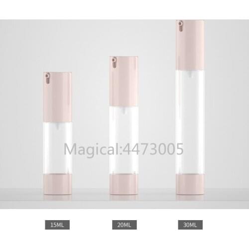 15ml30ml Empty Round Clear Pink Cosmetic, DIY Travel Foundation Storage Vacuum Container, Plastic Professional Lotion Bottle