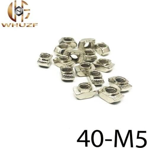 20PCS 40-M5 M5 Hammer Head T nut Fasten Nut Connector Nickel Plated for 40 series aluminum profile Slot Groove 8