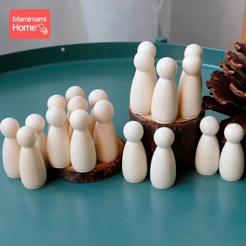 20pc 43mm 35mm Original Ecological Maple Wood Peg Dolls Baby Boys Dolls DIY Crafts Accessories Wooden Toys Child Building Block
