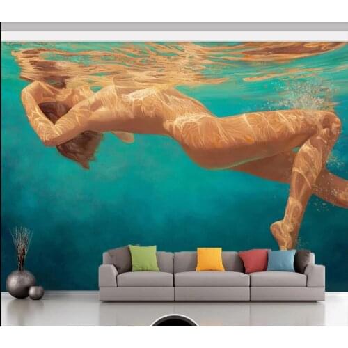 Customized 3D mural wallpaper large hd decorative painting sea beauty art oil painting decorative painting