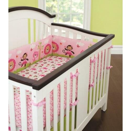 Promotion! 5PCS cartoon Crib Baby Bedding Set Cotton Cot Bumper Nursery Bedding Set Kids Cot Set,(4bumper+bed cover)