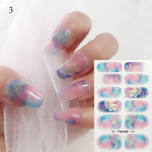 Watercolor Style Full Cover Nail Art Wraps Cartoon Flowers Butterfly Element Decals Nails Sticker Decoration Sliders Manicure