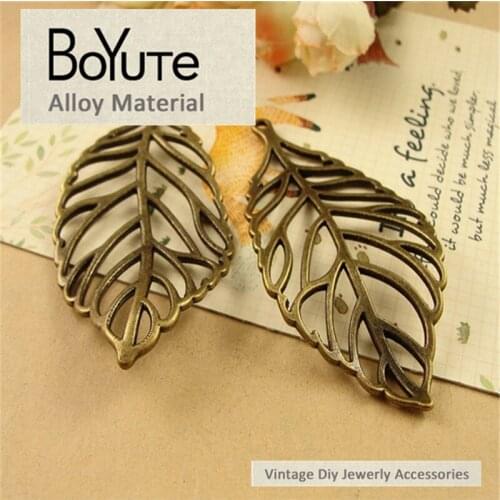 BoYuTe (20 Pieces/Lot) 35.5*72.5MM Antique Bronze Plated Hollow Tree Leaf Alloy Charms Pendants Diy Jewelry Findings Accessories