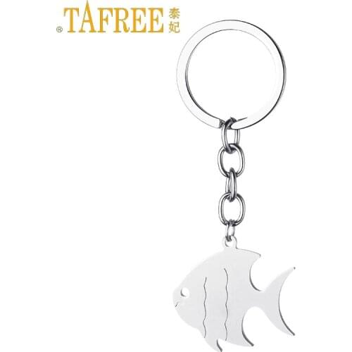 TAFREE Color Fish Charm Pendant Keychain Purse Car Key Ring Keychain High-quality Stainless Steel Jewelry Gift SS64