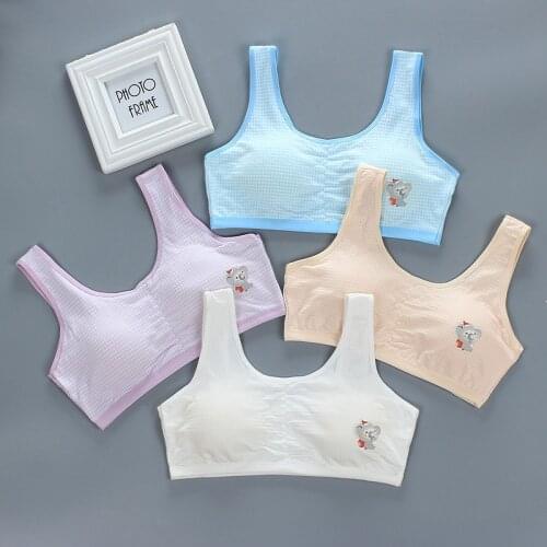 Girls Bra Puberty Students Pure Cotton Mesh Summer Breathable Vest Underwear for Junior and High School Students