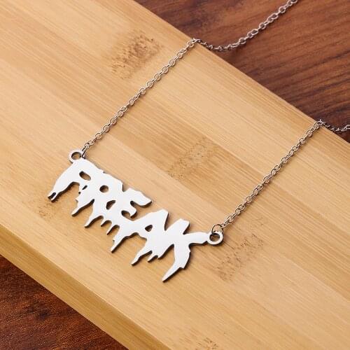 Rock Metal Letter Necklace Freak Hiphop Pendant Necklaces Men Women Stainless Steel Trendy Weird Chains Jewelry