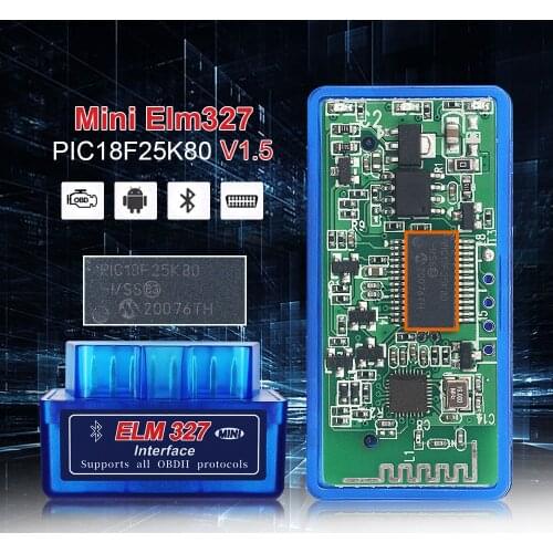 OBDII Diagnostic Scanner ELM327 PIC18F25K80 Bluetooth V1.5 Chip OBD2 Code Reader ELM 327 V2.1 Bluetooth 25K80 For Android/PC