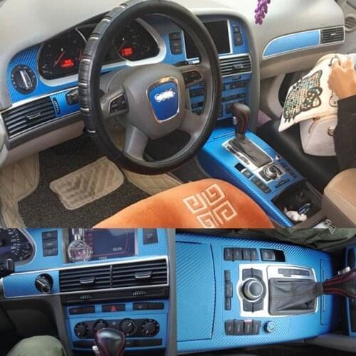 For Audi A6 C6 2005-2011 Interior Central Control Panel Door Handle 3D/5D Carbon Fiber Stickers Decals Car styling Accessorie