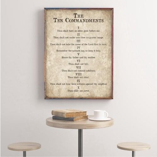 Exodus 20 Print Ten Commandments Christian Poster Vintage Wall Art Painting Antique Bible Verse Picture Farmhouse Decor