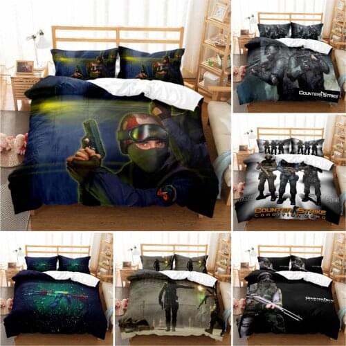 INS Hot Ssale CS Counter-Strike 3D Digital Printing Duvet Cover Wish Sheets Bedding Set