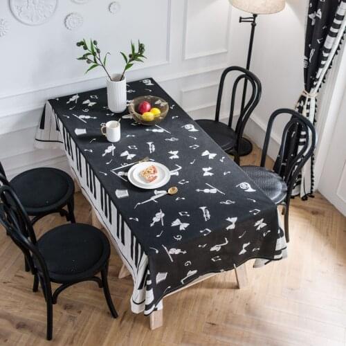 Piano Printing TableCloth Picnic Cloth Background Cloth Black and White Table Coffee Shop Cover Elegant Table Cloth Home Decor