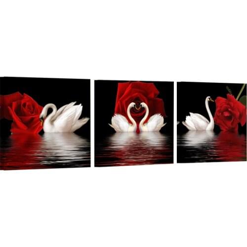 Beautiful Red Rose Swan Painting Wall Art Canvas Print Canvas Modern Painting Living Room Wall Painting Home Decor Art 789a