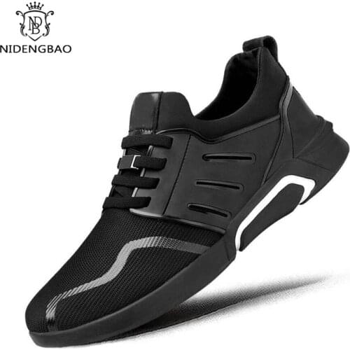 Fashion Men Shoes Mesh Breathable Flat Man Footwear Rubber Soft Trainers Sneakers for Men Cheap Unisex Black Mens Casual Shoes