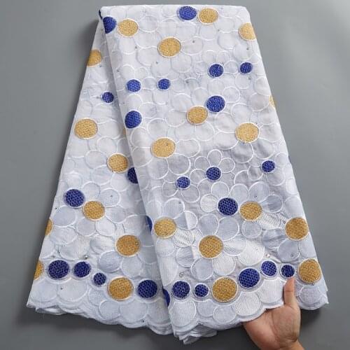 SJD LACE High Quality African Lace 100% Cotton Fabric Swiss Voile Lace In Switzerland Nigorian Fabric Women Wedding Dress A 2448