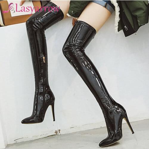 Lasyarrow 2021High Heels Over The Knee Boots Women Stretch Thigh High Boots Ladies Autumn Winter Long Boots Shoes Sexy