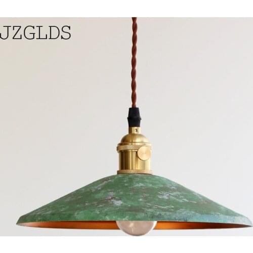 Loft american iron vintage small copper umbrella lamps pendant light single crystal glass pendant light
