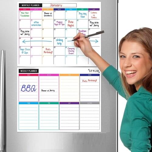 A3 Magnetic Dry-Erase Whiteboard Sheet for Kitchen Fridge Markers Eraser Refrigerator White Board Week Organizer Planner Board