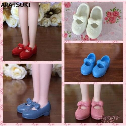 5Pair Mary Janes Shoes For Blythe Dolls 1:6 Pretty Bowknot Shoes For Licca Doll House Mini Shoes For 1/6 BJD Doll Accessories