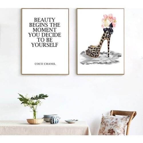 Fashion Wall Art Animals Flowers Canvas Poster Print Watercolor Painting Nordic Quote Wall Pictures For Living Room Modern Decor