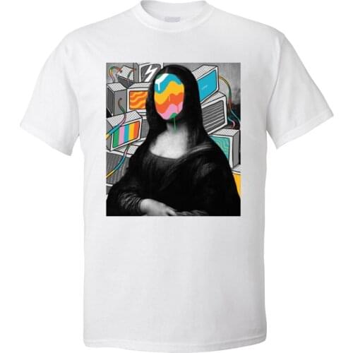 Men T Shirts Mona Lisa Meltdown Streetwear Funky High Street Designer Short Sleeve Tops Tees Crewneck 100% Cotton T-Shirt