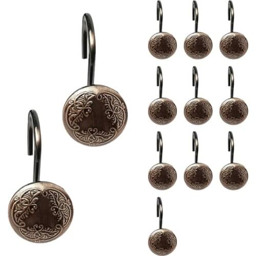 Set of 12 Antique Shower Curtain Hooks Curtain Rings for Bathroom Shower Rods Hooks