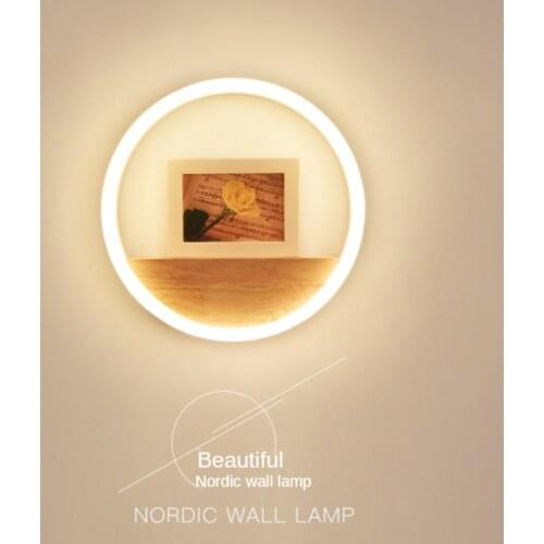 Living Room Log Wall Lamp Led Modern Minimalist Nordic Creative Decoration Round Ring Aisle Study Bedroom Bedside Lamp