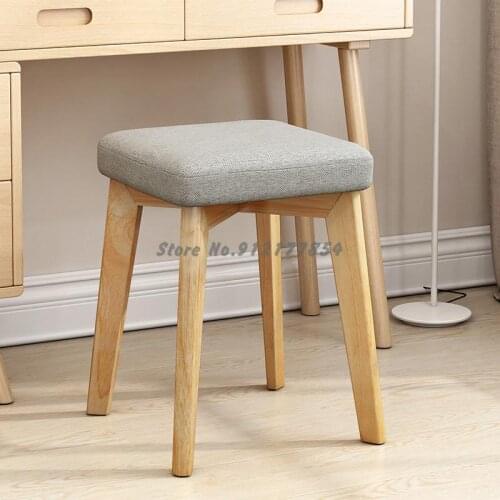 Small square stool fashion creative modern makeup simple solid wood chair home dining stool adult fabric soft surface low stool