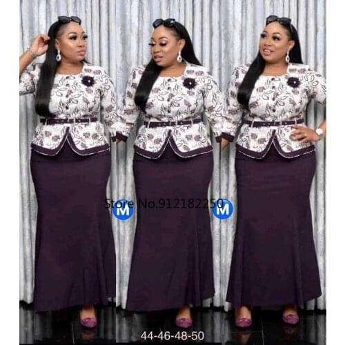 African Clothes for Women Spring Autumn African Women Printing Plus Size Two Pieces Sets Top + Long Skirts African Suit 2XL-6XL