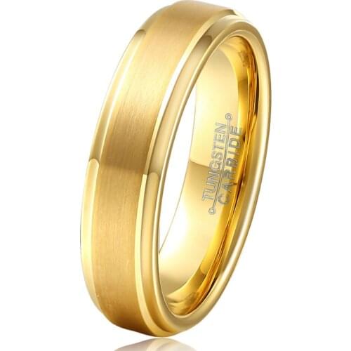 Wholesale 10pcs Gold Rings for Women 6mm Classic Tungsten Wedding Engagement Band Ring Men Best Anniversary Gift Size 7 to 13