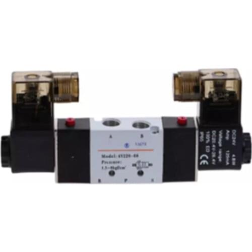 4V220-08 Air Pneumatic Solenoid Valve 5 way 2 Position 1/4" Aluminum Alloy Internal E 12VDC 24VDC 110VAC 220VAC 0.15-0.8Mpa