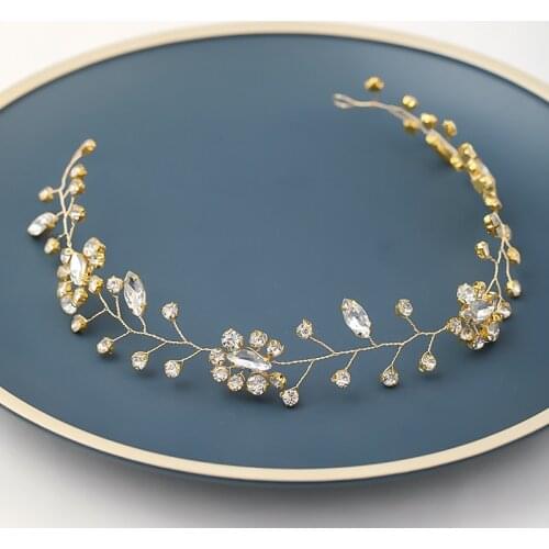 Gold Silver Color Bridal Hairbands Crystal Handmade Headpiece Headband Wedding Hair Accessories Tiara Women Hair Jewelry