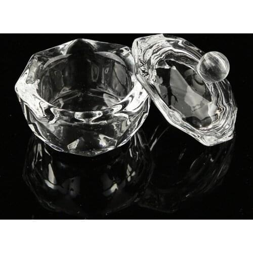 Clear Glass Crystal Acrylic Liquid Holder Nail Art Dish Transparent Anti-scratch Glassware Nail Art Powder Dappen Dish for Home