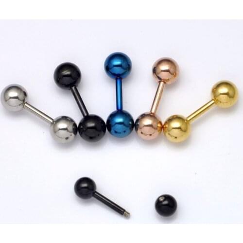 1PCS 16G Black Stainless Steel Barbell Labret Ring Ear Nail Rings Tongue Nipple Bar Rings Barbell Earring Body Piercing Jewelry
