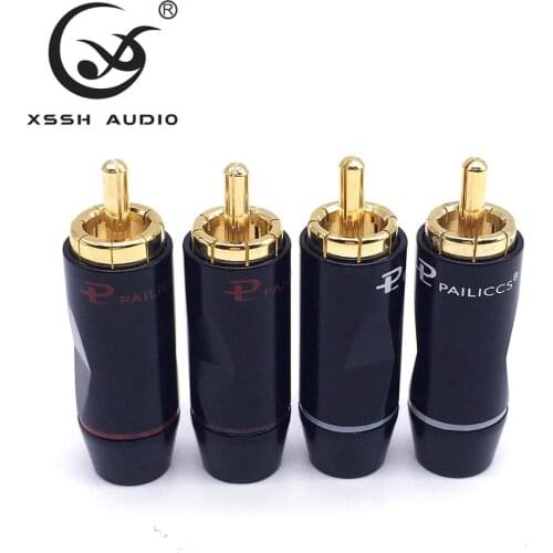 4pcs/8pcs XSSH audio Jack Hi-end HIFI DIY Brass Plating Gold Video 8mm black Connectors TV Tuner RCA output Plug Plugs