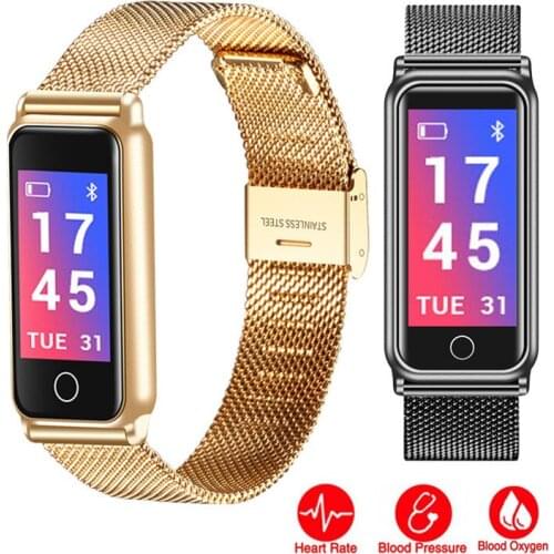 Fitness Smart Bracelet Men Women Steel Wristband Watch Sport Band IP67 Waterproof Heart Rate Blood Pressure for Android iPhone